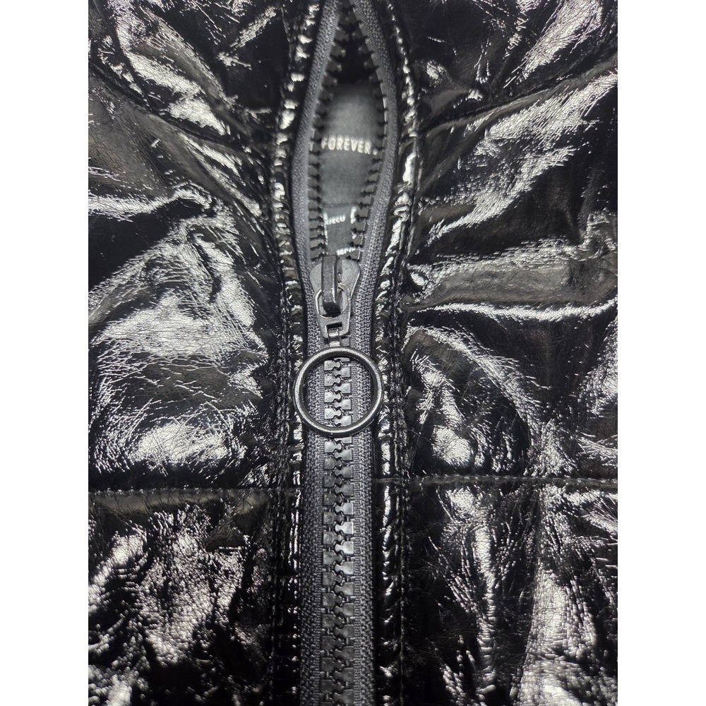Forever 21 Mid Length High Shine Puffer Size Small Y2K Metallic Quilted Jacket - Picture 4 of 10